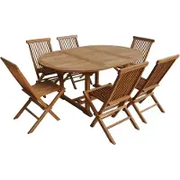 Happy Garden Salon de jardin en teck massif LOMBOK - table ronde extensible - 6 places