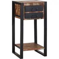 vidaXL Table d'appoint avec tiroir Multicolore Bois récupéré massif