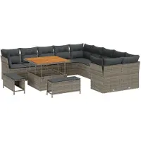 vidaXL Ensemble de canapés de jardin , 13 pièces, gris, en polyrotin