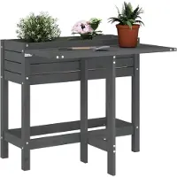 vidaXL Jardinière avec plateau rabattable Gris Pin massif