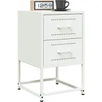 vidaXL Tables de chevet 2 pcs blanc 36x39x60,5 cm acier