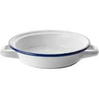 Jamon Plat Email Rond Anses 22 Cm Blanca