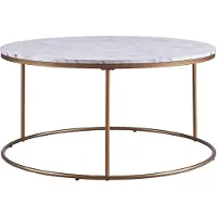 Teamson Home Table basse ronde en bois effet faux marbre pieds métal doré laiton Teamson Home Marmo VNF-00075