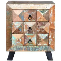 GINER Y COLOMER Table de chevet en bois massif recyclé multicolore