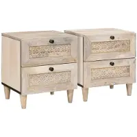 vidaXL Table de chevet avec tiroir 2 pcs Beige 40 x 33 x 46 cm