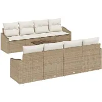 vidaXL Ensemble de canapés avec coussins, 9 pièces, beige et crème, en rotin synthétique
