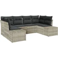 vidaXL Ensemble de canapés de jardin avec rangement, 6 pièces, gris clair, rotin synthétique