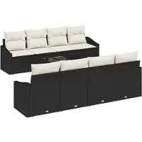 vidaXL Ensemble de salon , 9 pièces, noir et crème [Matériau synthétique] : rotin synthétique