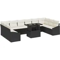 vidaXL Ensemble de canapés avec coussins (11 pièces), noir et crème, en polyrotin