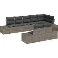 vidaXL Ensemble canapé de jardin avec coussins 8 pièces Gris Poly-rotin