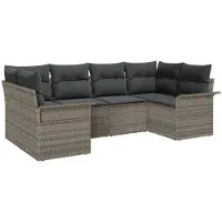 vidaXL Ensemble canapé de jardin avec coussins 6 pièces Gris Polyrotin