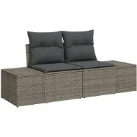 vidaXL Canapé de jardin avec coussins, gris, 184 x 62 x 69 cm, en rotin synthétique