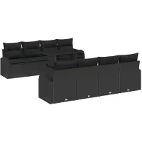 vidaXL Ensemble de canapé de jardin avec coussins 7 pcs noir poly rotin