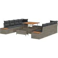 vidaXL Ensemble de canapés de jardin , 11 pièces, gris, en polyrotin