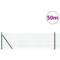 vidaXL Clôture en fil métallique soudé avec socle en béton, 50 x 0,4 m, couleur verte