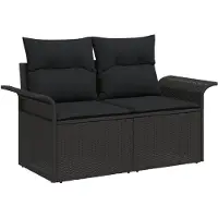 vidaXL Ensemble de canapés de jardin avec coussins (11 pièces), en rotin synthétique noir