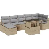 vidaXL Ensemble de canapés de jardin , 8 pièces, en polyrotin beige et gris clair