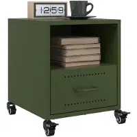 vidaXL Tables de chevet 2 pcs vert olive 36x39x43,5 cm acier