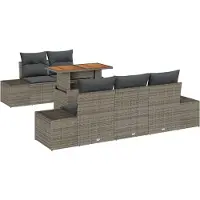 vidaXL Salon de jardin avec coussins 6 pcs Gris et brun