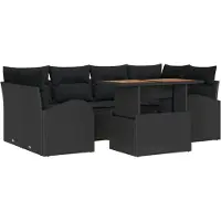 vidaXL Ensemble de canapé de jardin avec coussins 7 pcs noir