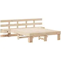 vidaXL Cadre de lit avec tête de lit Marron 135 x 190 cm Pin massif