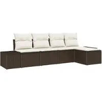 vidaXL Ensemble de canapé de jardin avec coussins 5 pcs brun et crème poly rotin