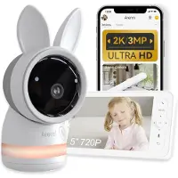 Arenti AINanny - Babyphone - Wifi babyphone avec écran 5 pouces - résolution Ultra HD 2K - berceuses - Alexa & Google