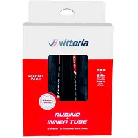 Vittoria 2x Rubino V G2.0 700c X 26 + 2x Tubes Road Tyre Clair 700C x 26
