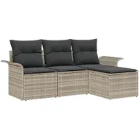 vidaXL Ensemble de canapé de jardin avec coussins 4 pcs gris clair Poly rotin