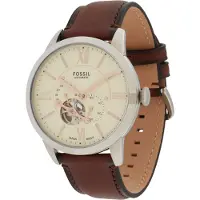 Fossil Montre à affichage analogique 'Townsman' brun foncé / argent