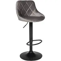 Happy Garden Tabouret de bar en velours gris ROBIN