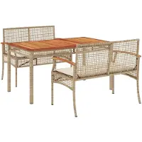 vidaXL Ensemble de jardin 3 pièces avec coussins Beige Poly Rattan