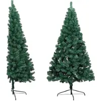 vidaXL Sapin de Noël artificiel moitié avec support vert 120 cm PVC