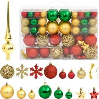 vidaXL Ensemble de boules de Noël 112 pcs rouge vert doré polystyrène
