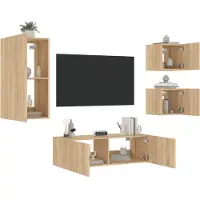 vidaXL Meuble TV 4 pièces avec lampes LED Chêne Sonoma