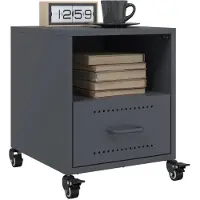 vidaXL Tables de chevet 2 pcs anthracite 36x39x43,5 cm acier