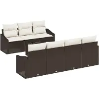 vidaXL Ensemble de canapés avec coussins 8 pcs brun et crème poly rotin