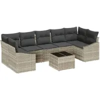 vidaXL Ensemble de canapés avec coussins (8 pièces), gris clair et gris foncé, en polyrotin