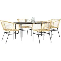 vidaXL Ensemble de salle à manger de jardin 5 pièces verre polyrattan brun