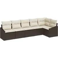 vidaXL Ensemble de canapés avec coussins 6 pcs brun poly rotin