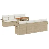 vidaXL Ensemble de canapés de jardin avec coussins 7 pièces Beige et crème Polyrotin