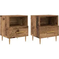 vidaXL Table de chevet avec tiroir 2 pcs Bois ancien 40 x 35 x 47.5 cm
