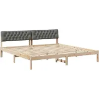 vidaXL Cadre de lit brun et gris foncé 200 x 200 cm pin massif