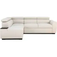 Sonstiges Canapé d'angle convertible - 4/5 places - KELIO - Tissu beige - 3 appuie-têtes - 245 x 184 x 77/87 cm