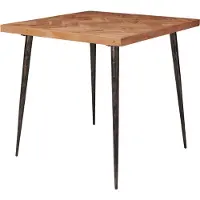 FineBuy Table à manger carrée 80 cm en bois massif d'acacia pour 4 personnes Table industrielle carrée, table de cuisine avec pieds métalliques massifs, table de salle à manger de style vintage
