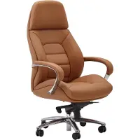 FineBuy Chaise de bureau Revêtement en cuir véritable Caramel Chaise de bureau jusqu'à 120 kg Fauteuil de direction XXL Réglable en hauteur Chaise pivotante Ergonomique avec accoudoirs et dossier haut