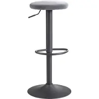 FineBuy Tabouret de bar en velours, gris foncé, sans dossier, 58 - 79 cm ; tabouret de cuisine en tissu / métal, charge maximale 100 kg ; tabouret de bar design, pivotant, style bistrot