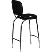 FineBuy Tabouret de bar noir, style American Diner des années 50, tabouret de bar rétro avec dossier et repose-pieds, hauteur d'assise 76 cm