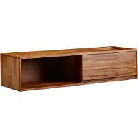 FineBuy Buffet suspendu en bois massif de Sheesham 108x25x34 cm Armoire TV brune Table TV avec espace de rangement Armoire TV murale Moderne Commode TV