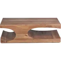 FineBuy Table basse en acacia massif 120 cm - Table de salon rectangulaire avec forme incurvée et plateau - Fait main & design unique